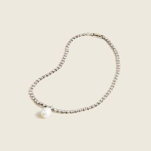 J. CREW Tennis necklace with freshwater pearl charm